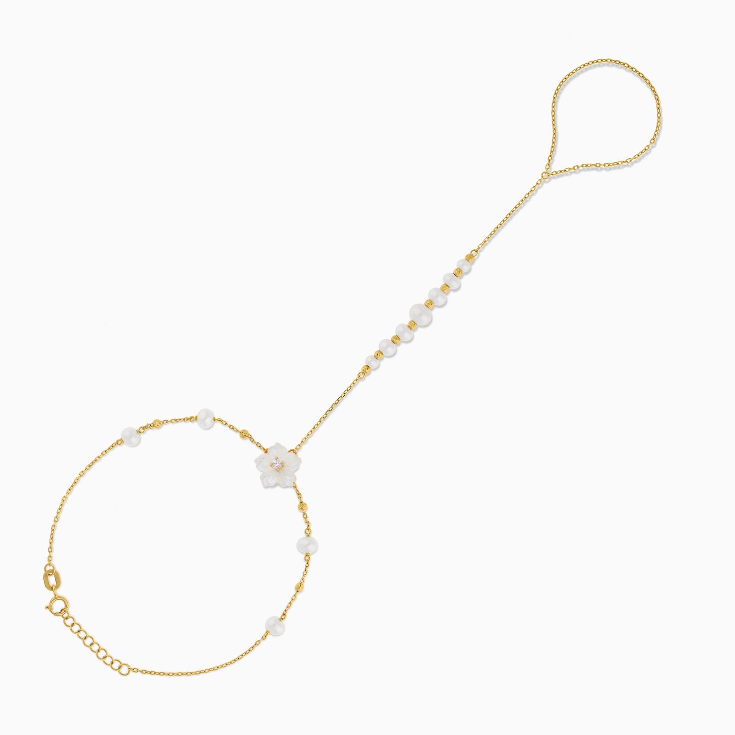 Elegant 18K Yellow Gold Panja Adorned with Pearls