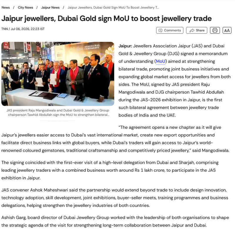Tawhid Abdulla, Chairman of Dubai Jewellery Group and CEO of Jawhara Jewellery, Leads Jaipur Delegation