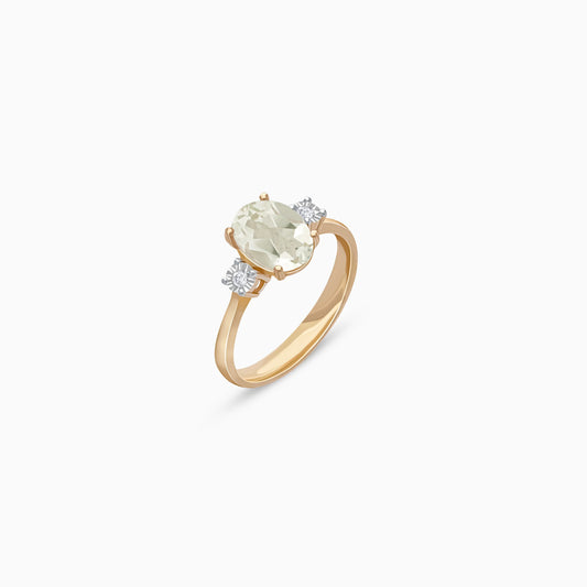 Elegant 18k Rose Gold Ring Featuring Green Prasiolite & Natural Diamond – Color Classic Collection