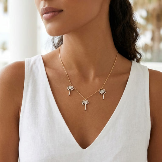 Palm Tree Choker 18k Gold With Natural Diamonds