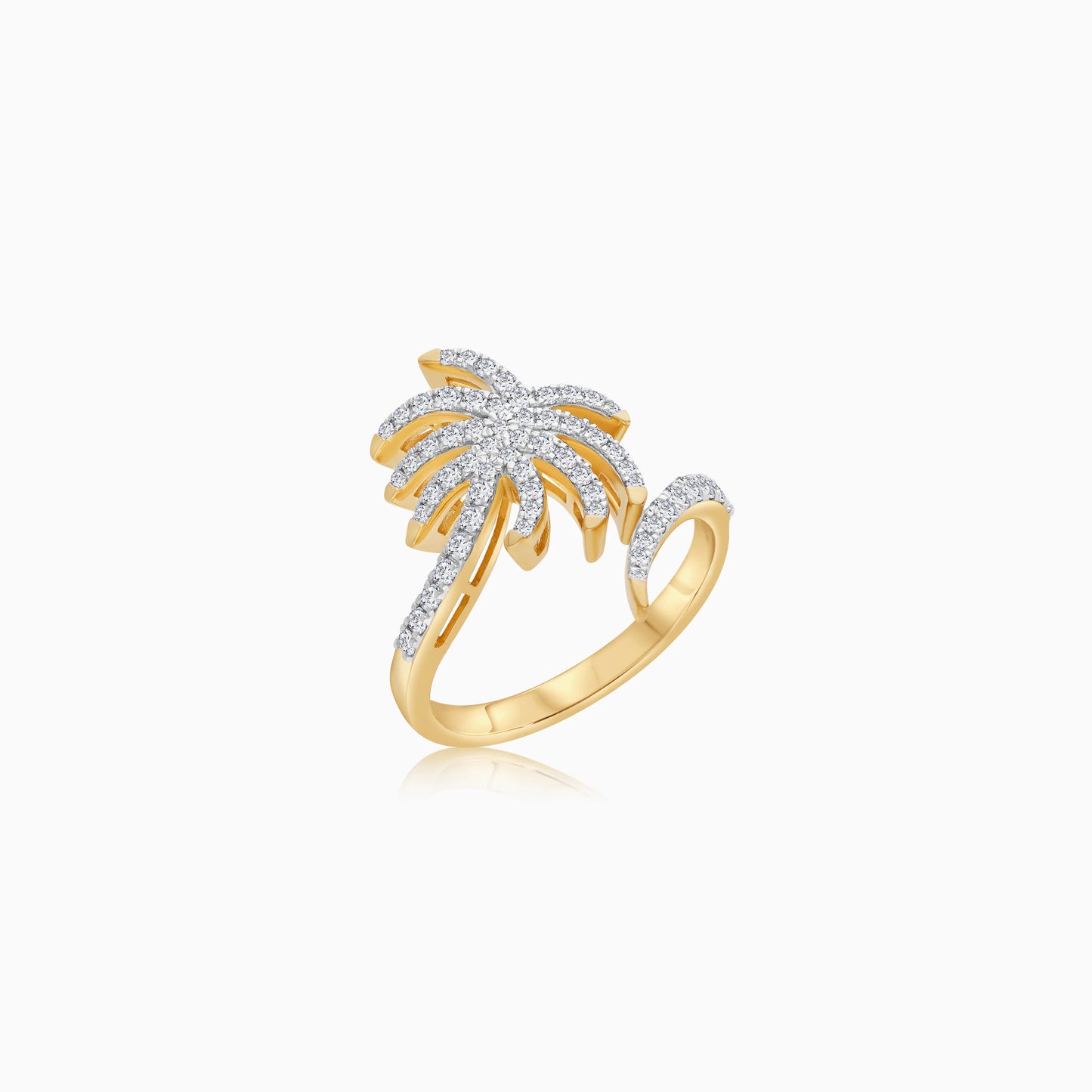 18K Yellow Gold Hoop Earrings with Dangling Palm Tree-Shaped Design Decorated with Natural Diamond | Al Nakhla Collection