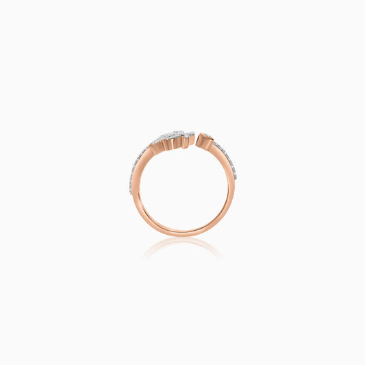 18k Rose Gold Open Ring Palm Tree shape Decorated with Natural Diamond | Al Nakhla Collection
