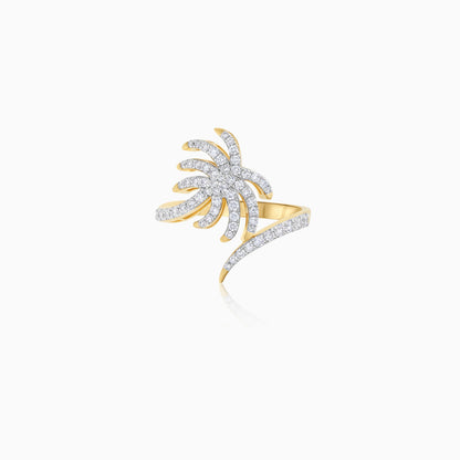18K Yellow Gold Hoop Earrings with Dangling Palm Tree-Shaped Design Decorated with Natural Diamond | Al Nakhla Collection