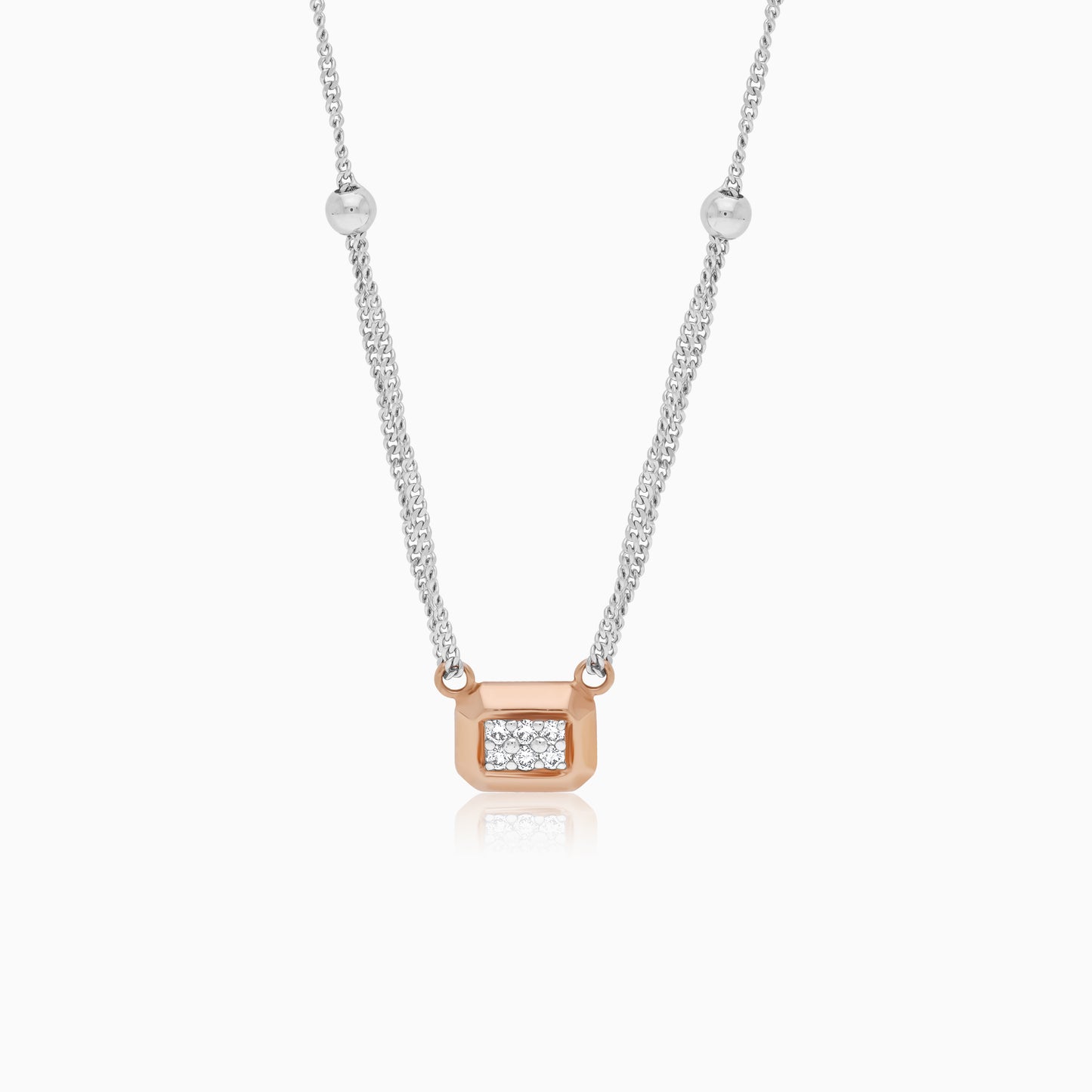 Platinum & 18k Rose Gold Natural Diamonds Necklace