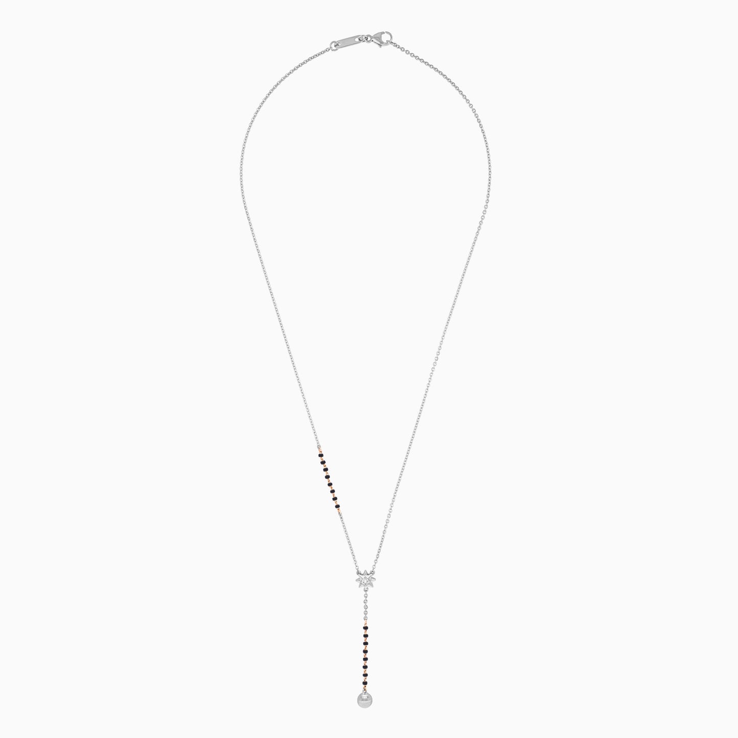 Platinum and 18k Rose Gold Dangling Natural Diamonds Necklace