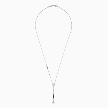 Platinum and 18k Rose Gold Dangling Natural Diamonds Necklace
