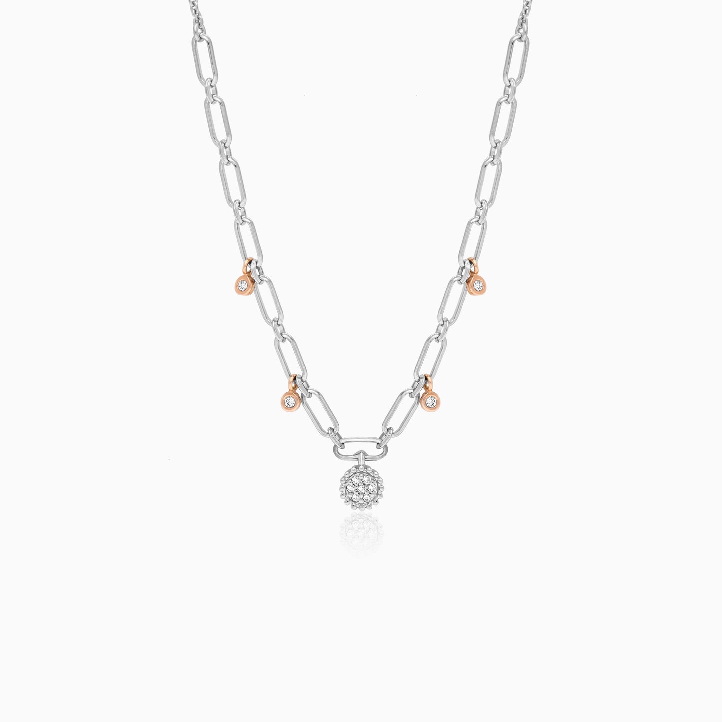 Platinum and 18k Rose Gold Natural Diamonds Necklace