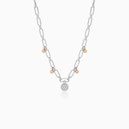 Platinum and 18k Rose Gold Natural Diamonds Necklace