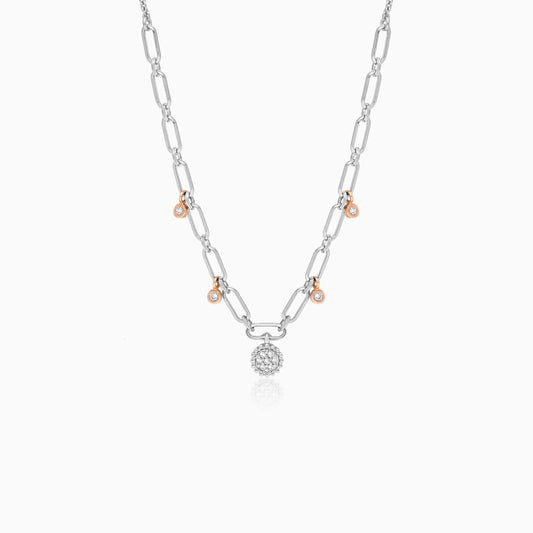 Platinum and 18k Rose Gold Natural Diamonds Necklace