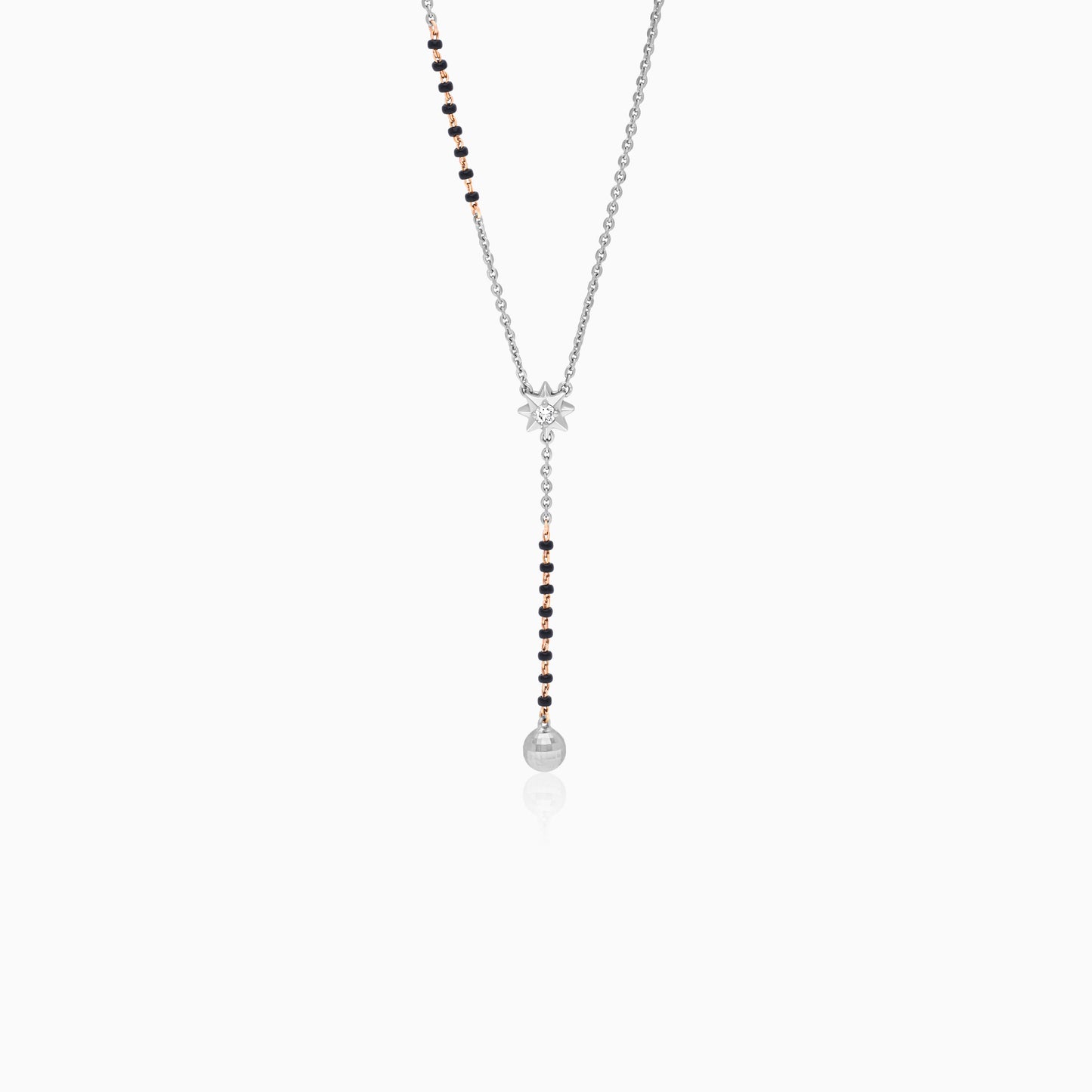 Platinum and 18k Rose Gold Dangling Natural Diamonds Necklace