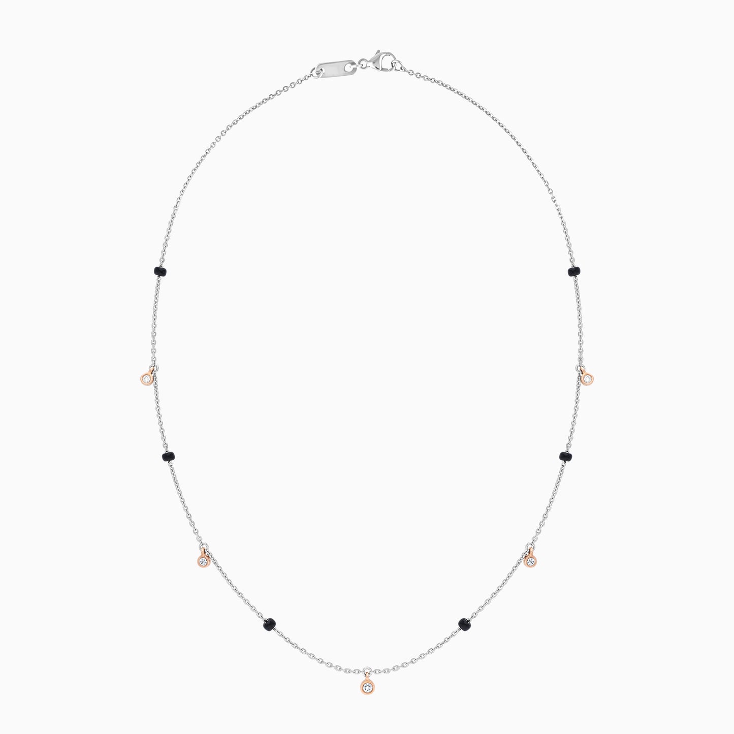 Platinum stamped "PT 950" and 18k Rose gold Chain and Natural Diamonds