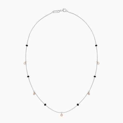 Platinum stamped "PT 950" and 18k Rose gold Chain and Natural Diamonds