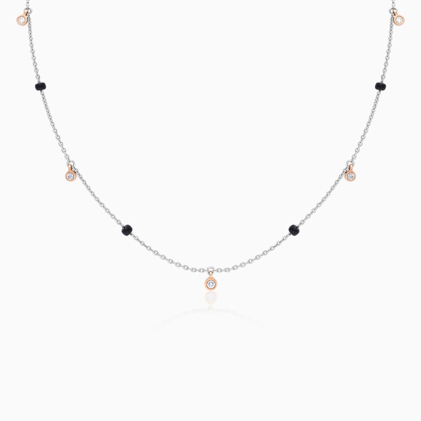 Platinum stamped "PT 950" and 18k Rose gold Chain and Natural Diamonds
