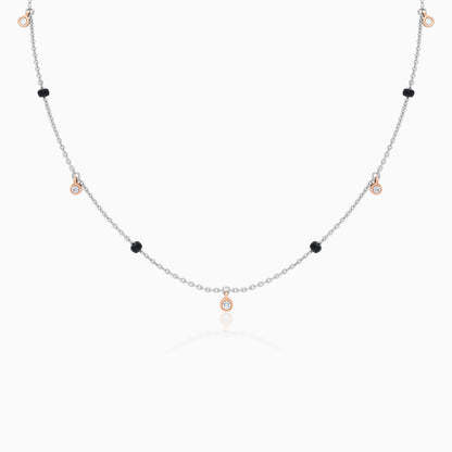Platinum stamped "PT 950" and 18k Rose gold Chain and Natural Diamonds