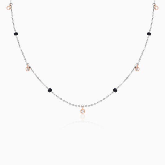 Platinum stamped "PT 950" and 18k Rose gold Chain and Natural Diamonds