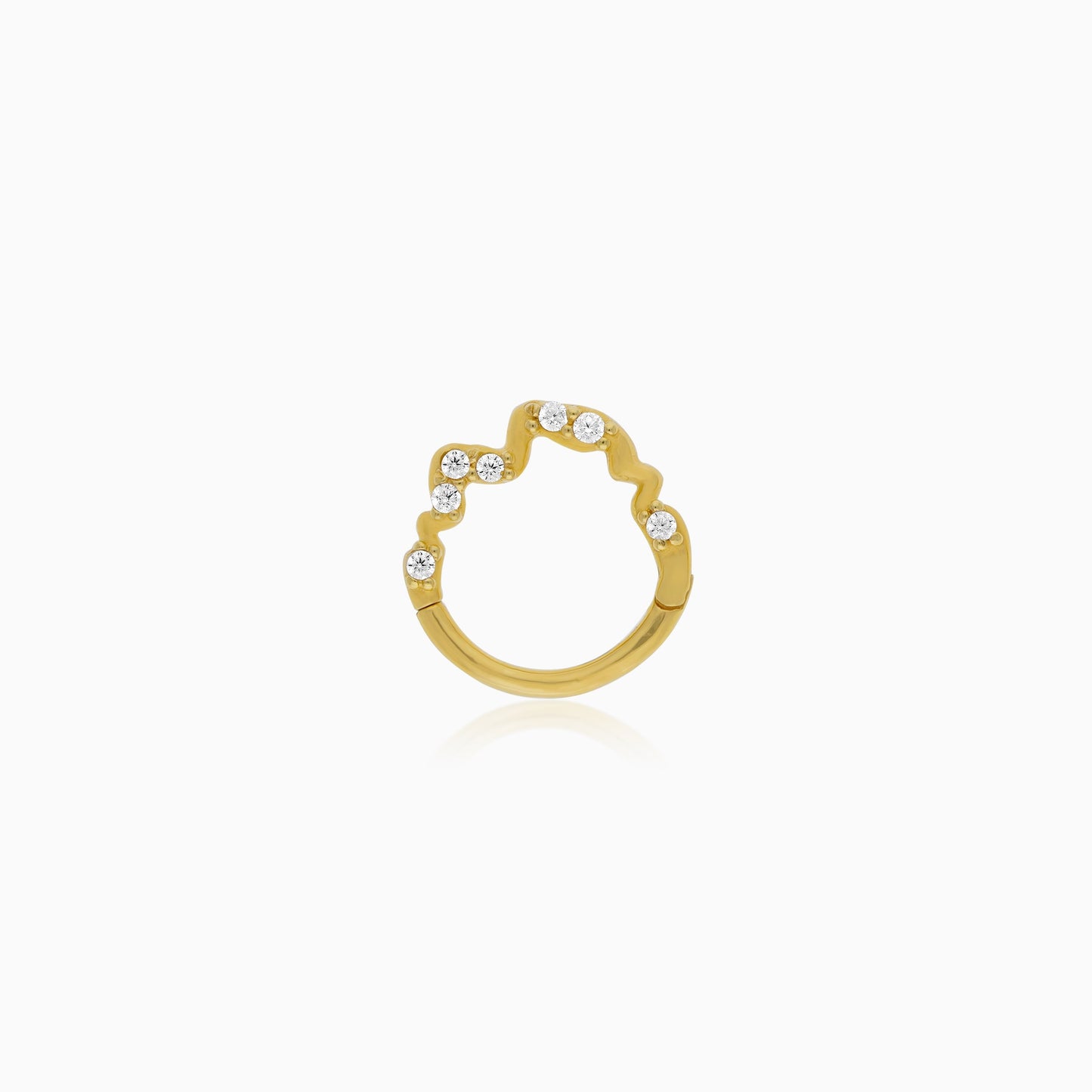 حلق ذهبي أصفر متألق مرصع بالزركون اللامع