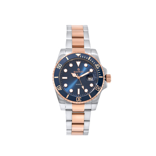 Blue & Rose Gold Stainless Steel Quartz Beaumont Gents Watch
