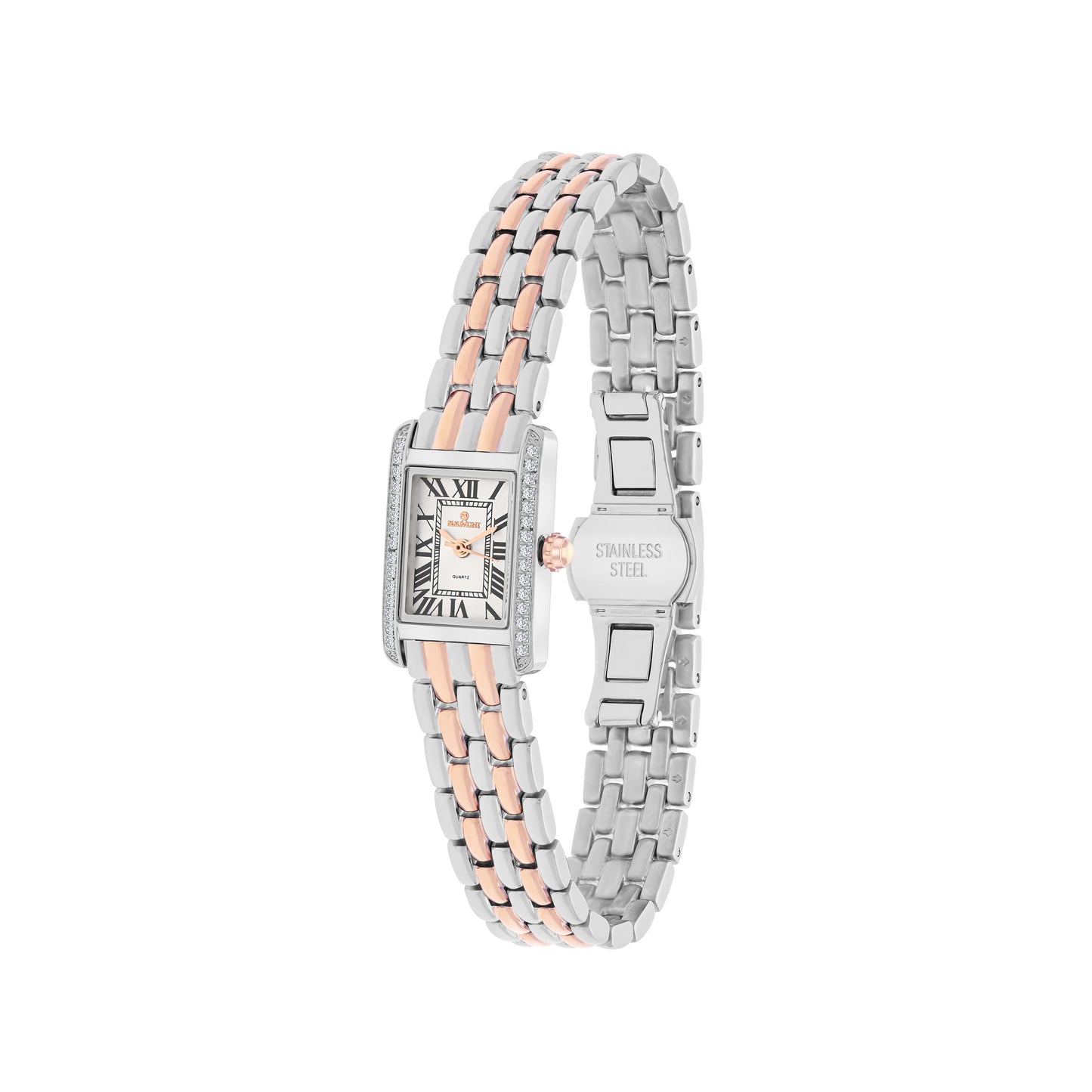 Rose & White Rectangle Quartz Beaumont Ladies Watch