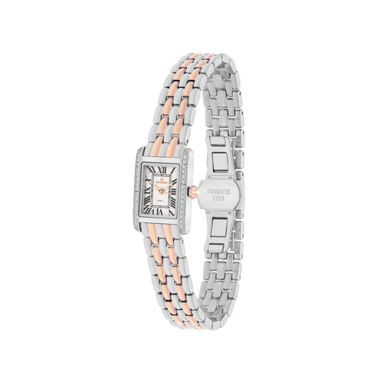 Rose & White Rectangle Quartz Beaumont Ladies Watch