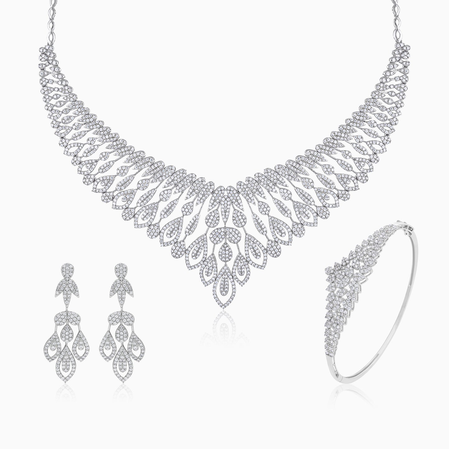 Queen 18K White Gold Zircon Bridal Set