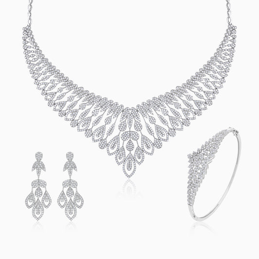 Queen 18K White Gold Zircon Bridal Set
