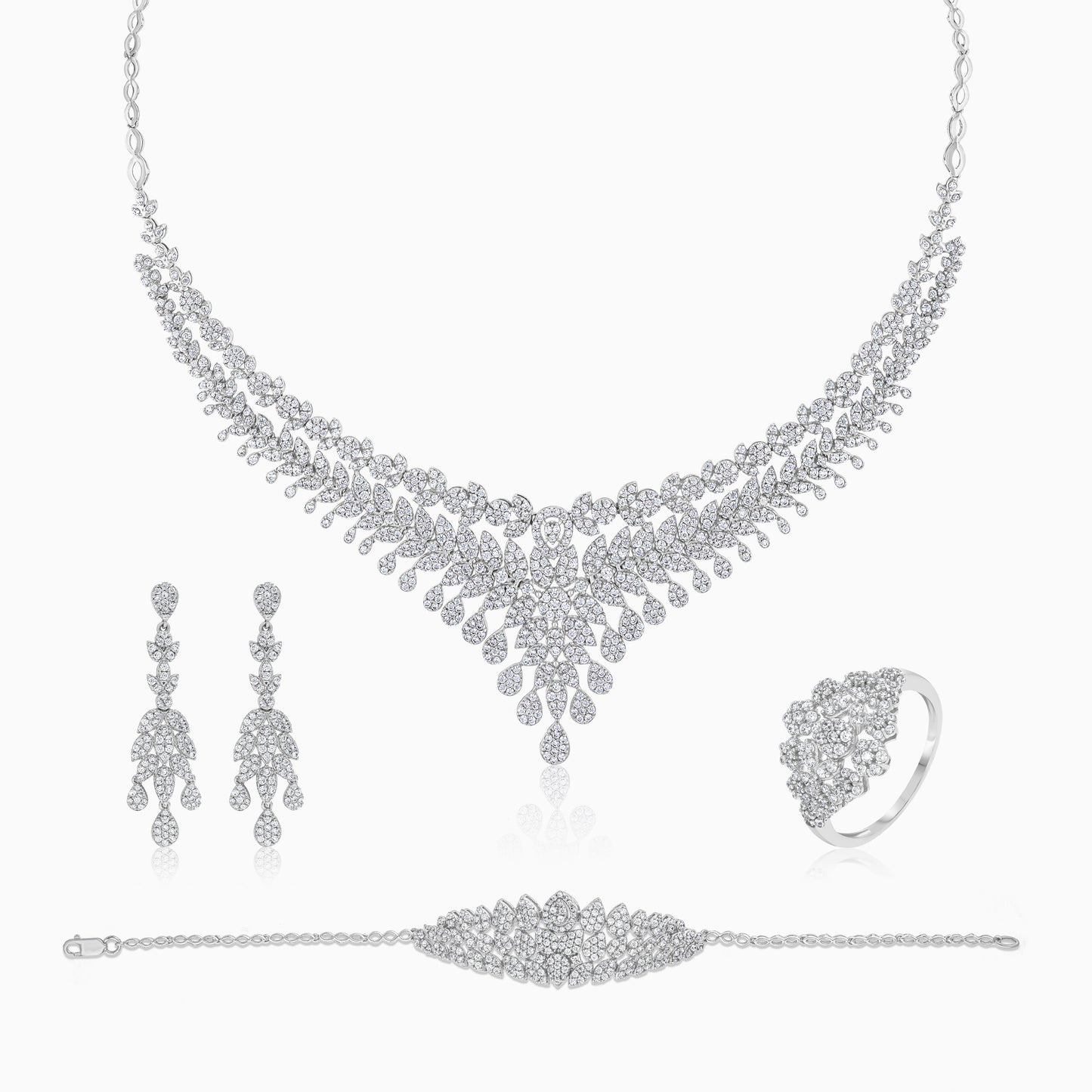 Queen 18K White Gold Zircon Bridal Set