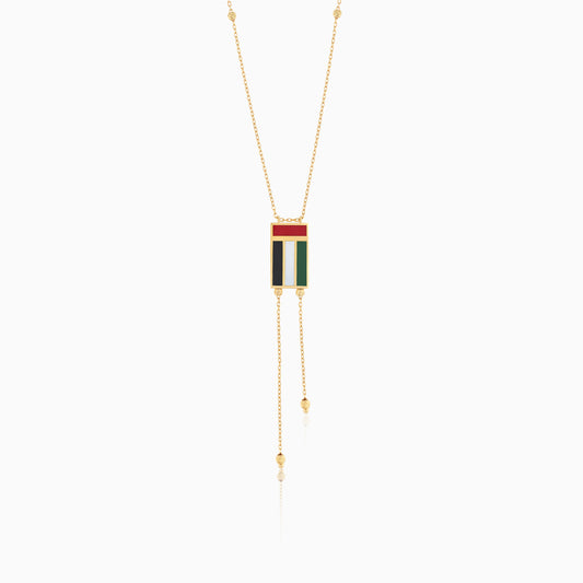 18K Yellow Gold UAE Flag Enamel Pendant Necklace