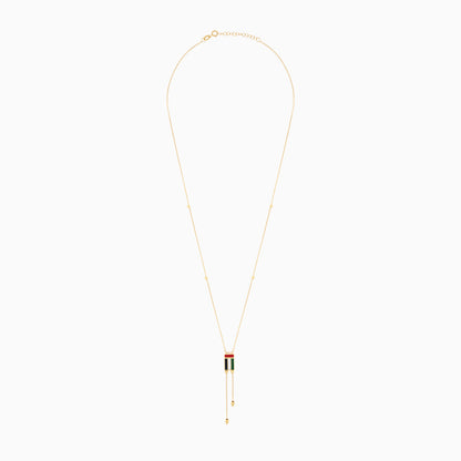 18K Yellow Gold UAE Flag Enamel Necklace