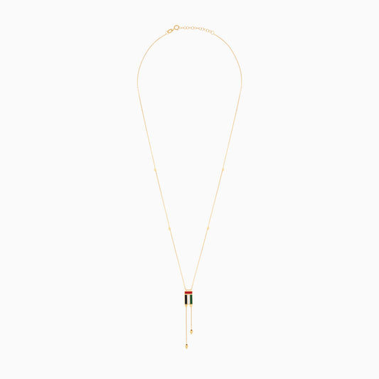18K Yellow Gold UAE Flag Enamel Necklace