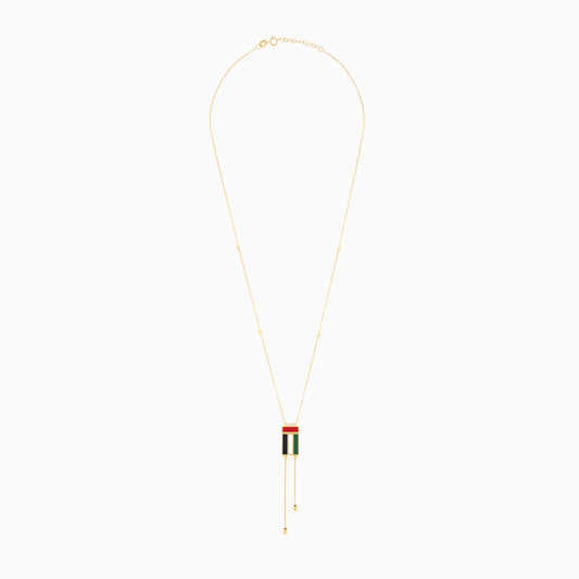 18K Yellow Gold UAE Flag Enamel Pendant Necklace