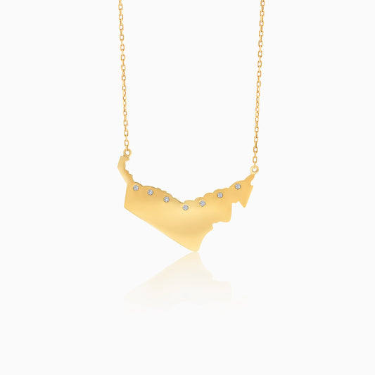 18K Yellow Gold UAE MAP Pendant with Natural Diamonds