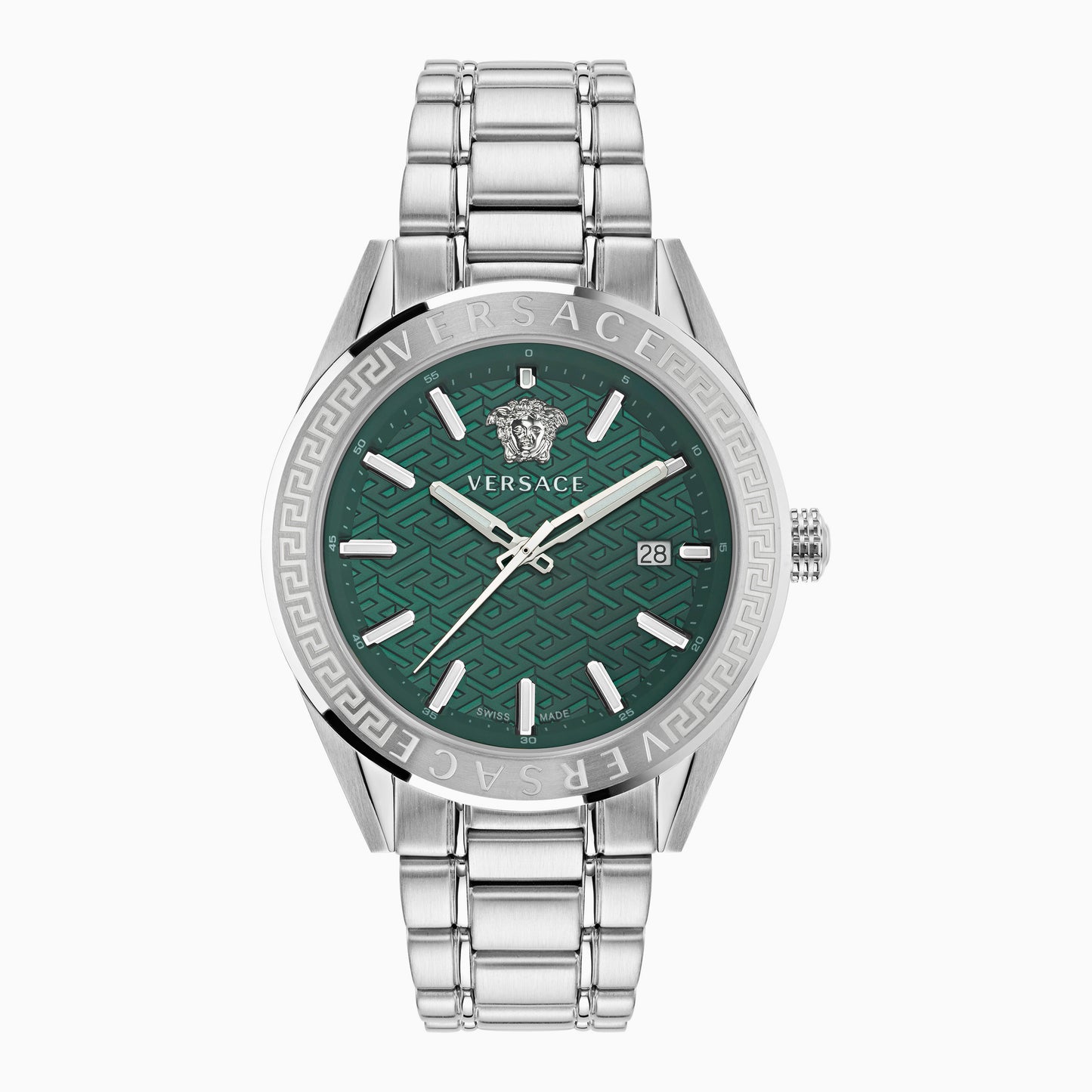 VERSACE  WATCH V-CODE  42 MM - VE6A  SS CASE - GREEN DIAL - SS BAND