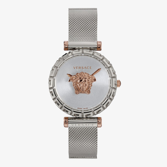 VERSACE WATCH PAL.EM.G.37MM D/GRY B/SSTEEL  SS BRACELT/CRWN+LUGS IPR