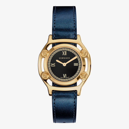 VERSACE WATCH MEDU.FRAME 36 D/BLK S/BLK IPCHIP CHAM. BLK CALF+FOULARD