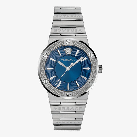 VERSACE WATCH GRECA LOGO 38 D/BLU B/SS SS   SS - SS BRACELET