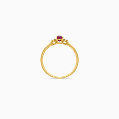 18k yellow gold Ring with natural diamond and ruby stones From the Colour Classic Collection