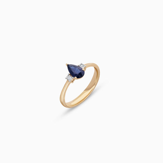 drop shape sapphire and natural diamond ring in 18k Rose gold | colour classic collection