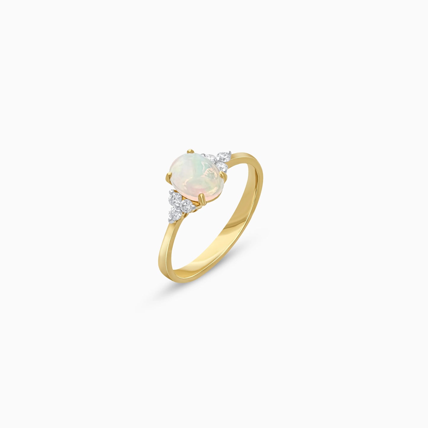 Ethereal Opal & Natural Diamond Ring in 18k Yellow Gold | Colour Classic Collection