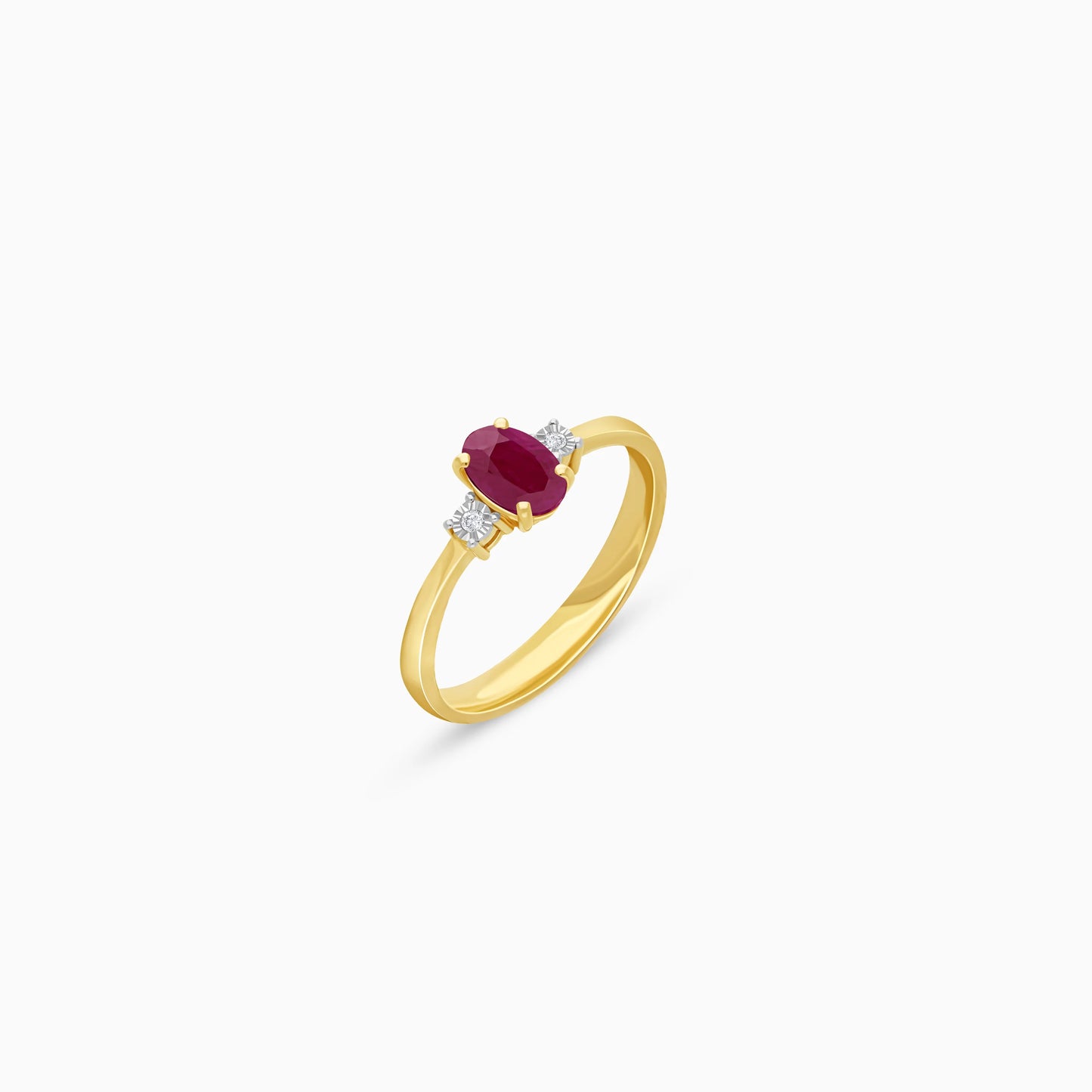 18k yellow gold Ring with natural diamond and ruby stones From the Colour Classic Collection