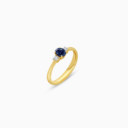 18k yellow gold blue sapphire stone and natural diamond ring | colour classic collection