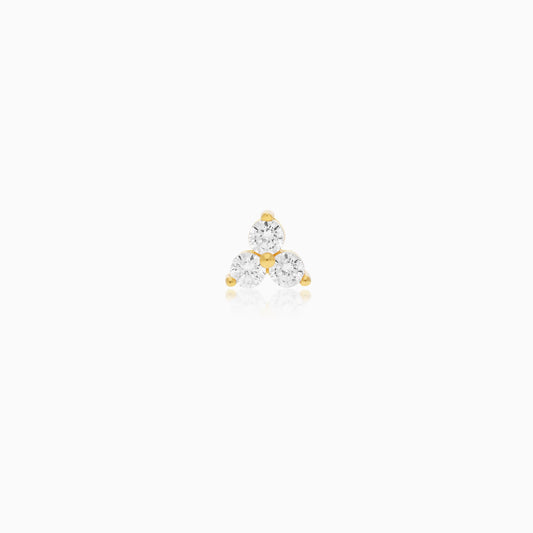 Zircon-Embellished 18K Yellow Gold Stud Piercing
