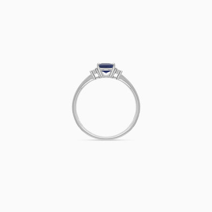 18k white gold blue sapphire stone and natural diamond ring | colour classic collection