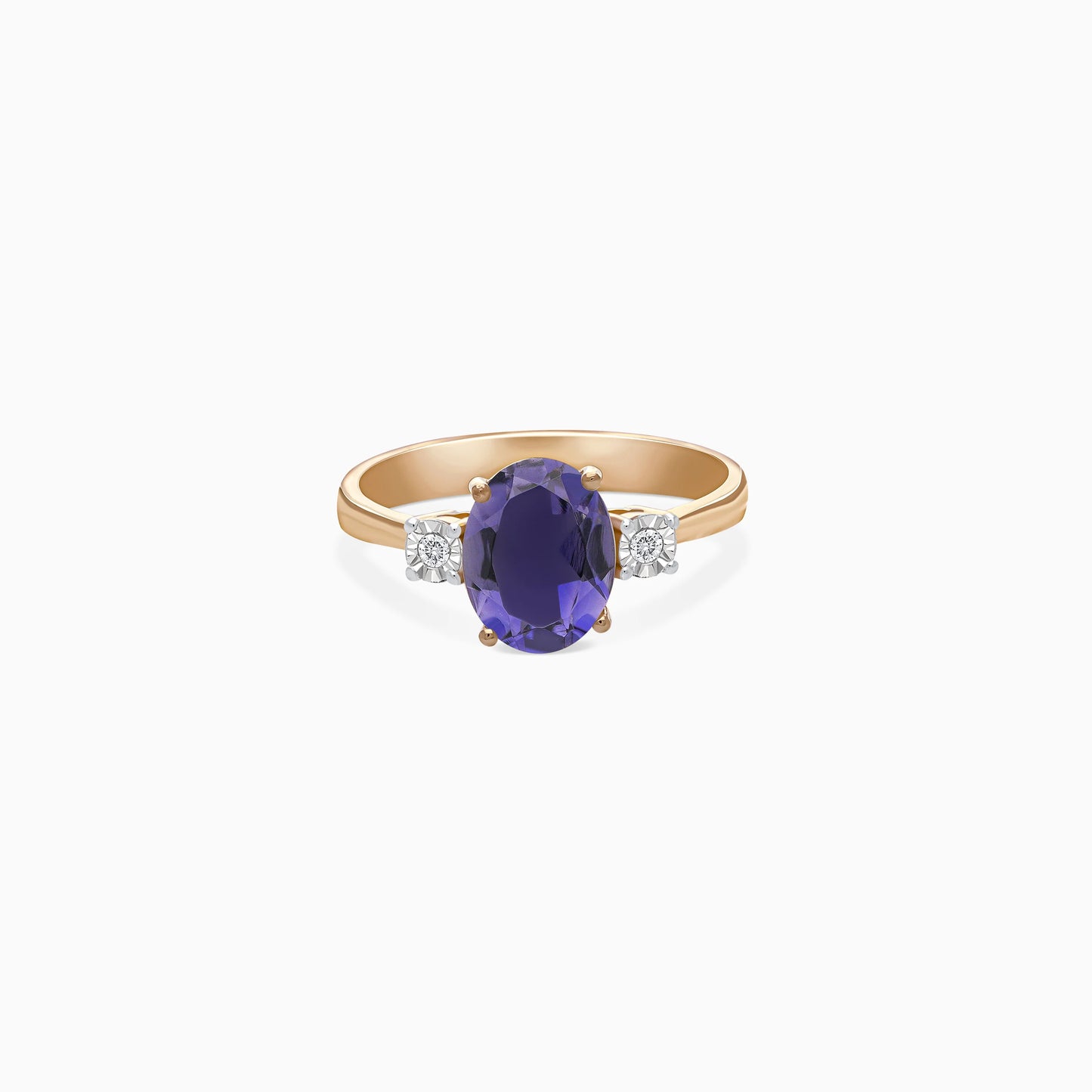 18k Rose Gold Ring Decorated with Iolite Gems and Natural Diamond | Colour Classic Collection