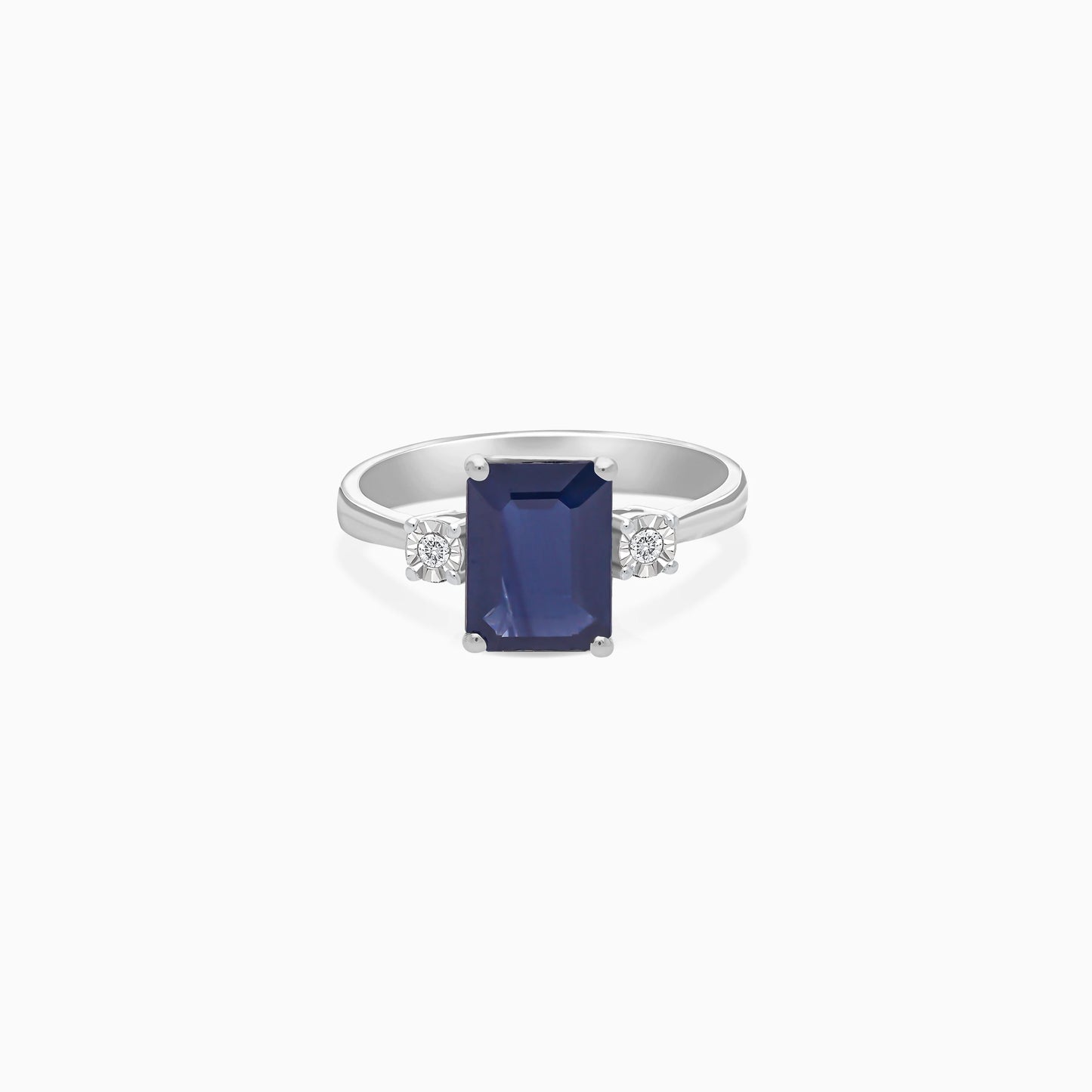 18k white gold blue sapphire stone and natural diamond ring | colour classic collection