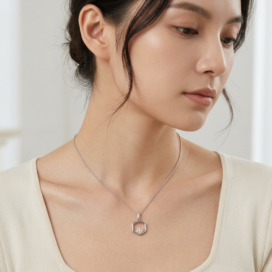 Platinum and 18K Rose Gold Natural Diamonds Necklace