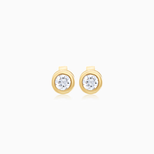 Filo 18k yellow gold bezel-set natural diamond stud earrings by Jawhara Jewellery