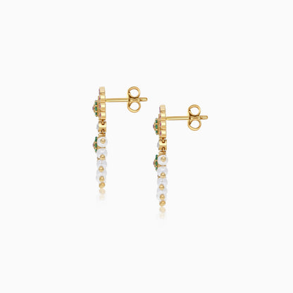18K Yellow Gold Earrings with Pearls and Artificial Stones from the Shnaf Collection