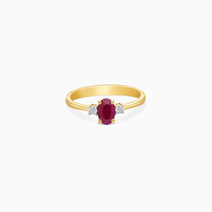 18k yellow gold Ring with natural diamond and ruby stones From the Colour Classic Collection