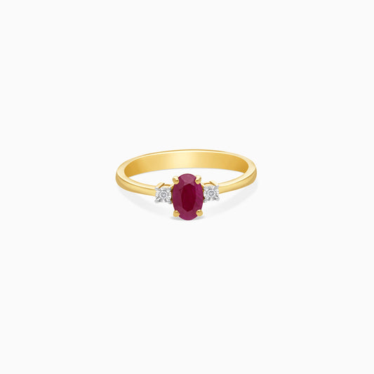 18k yellow gold Ring with natural diamond and ruby stones From the Colour Classic Collection