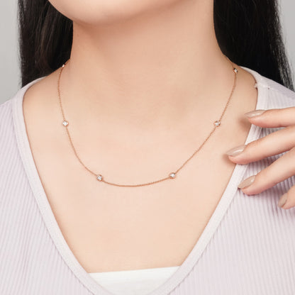 18K Rose Gold Diamond Necklace – Trendy by Jawhara